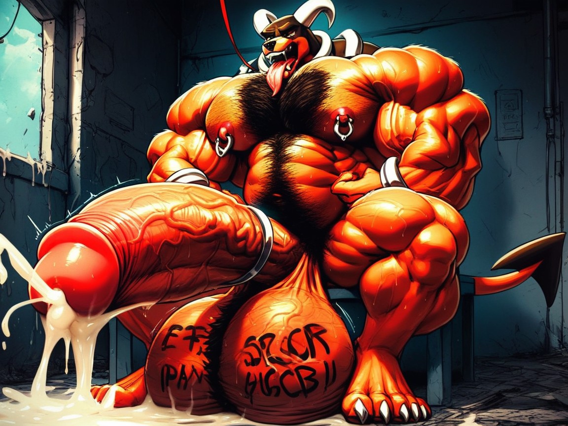 Male Furry Anthro, Extreme Macro Cock Definition, Messy Sweat AI Porn