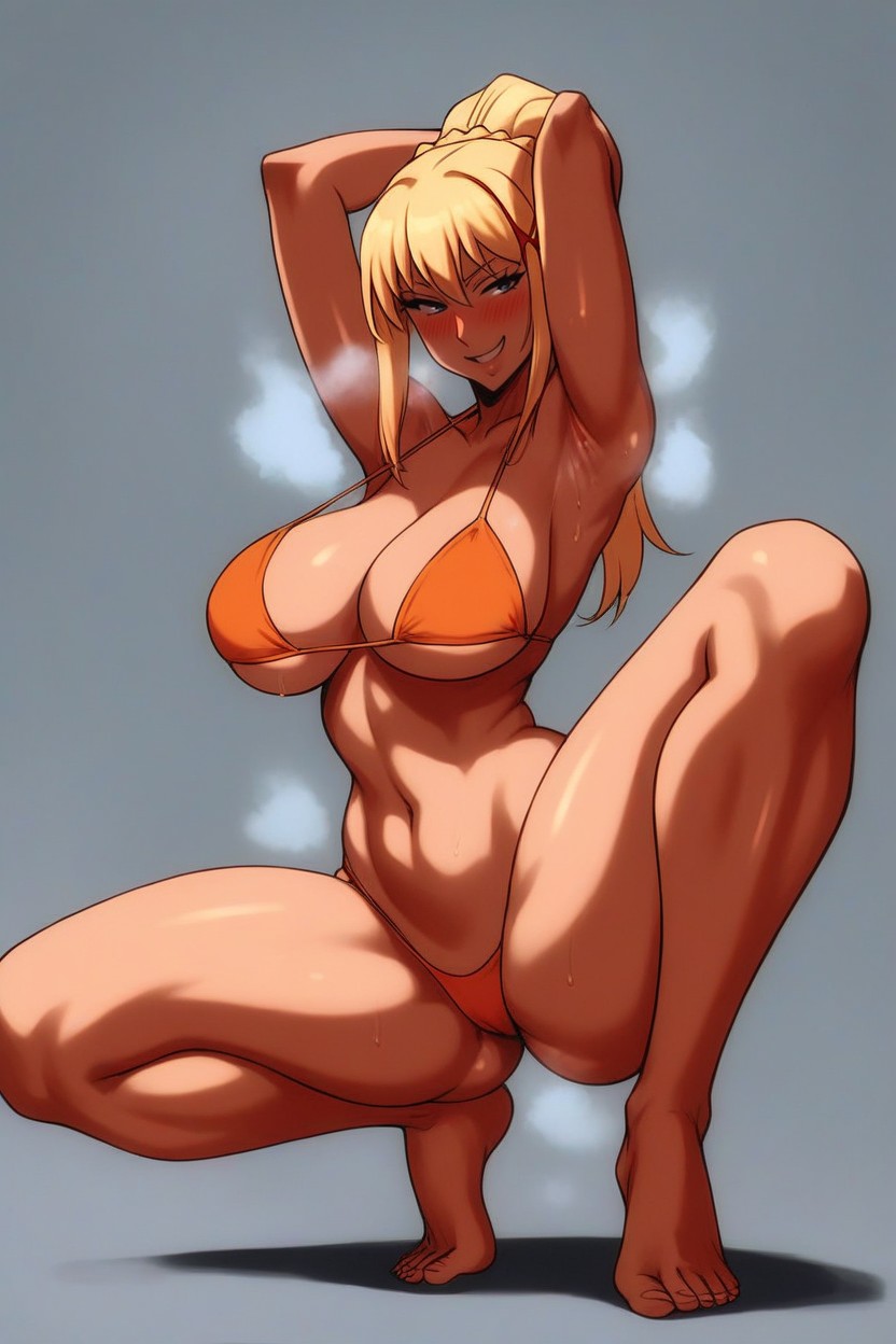 25+, Straight Posture, Wearing Only Bikini Hentai IA