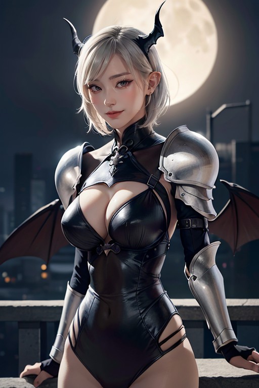 Succubus, Elf Ears, Pale Moonlight AI Porn