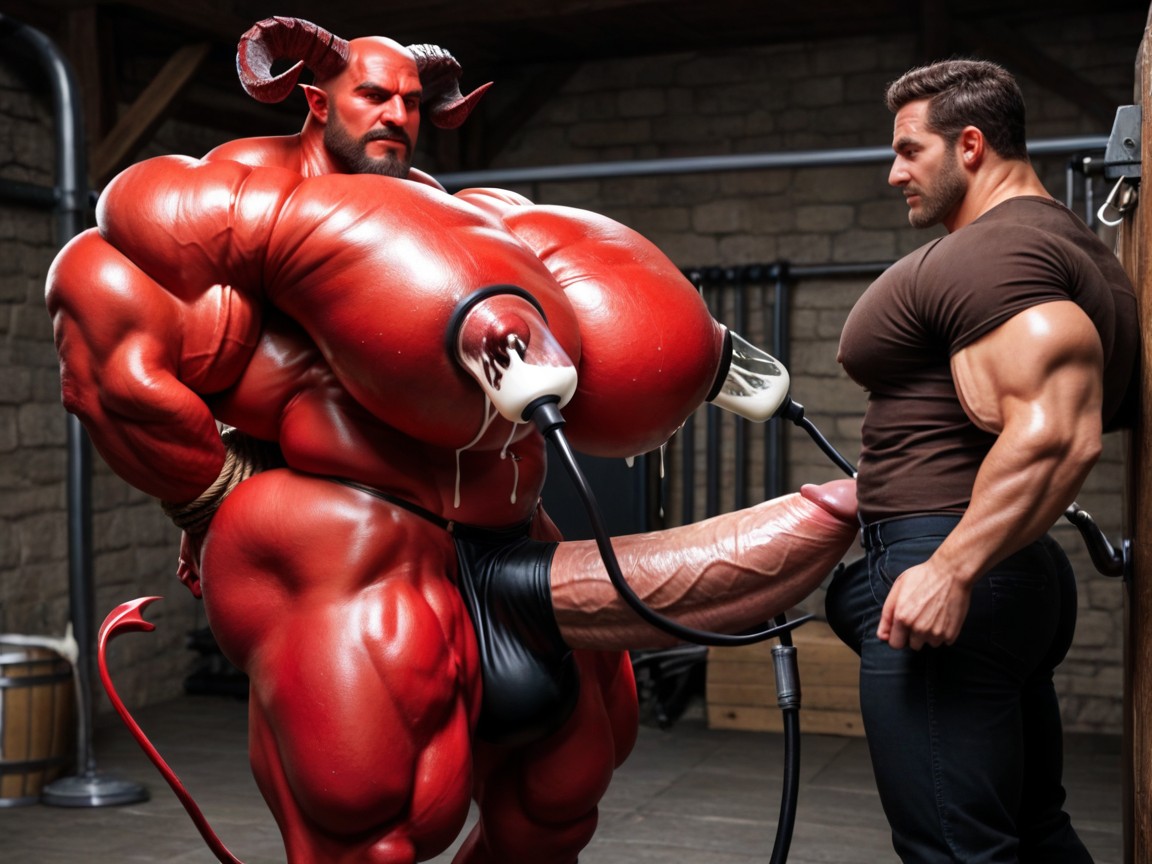 Lactation, Brown Leather Viking Cape, Erect Gigantic Penis KI Schwulenporno