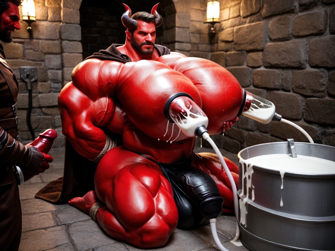 Red Devil's Arms Tied Behind Back, Pec Garbbing, Another Man Grabbing Red Devil's Boobs Porno gay IA