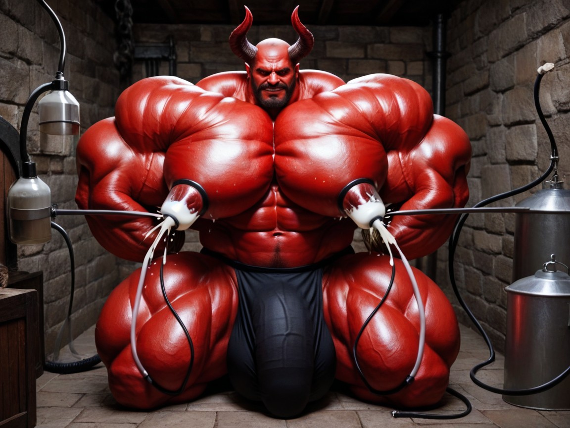 Red Devil's Arms Tied Behind Back, Giant Dildo Penetrating Red Devil's Ass, Rough Grope Porno IA Gay