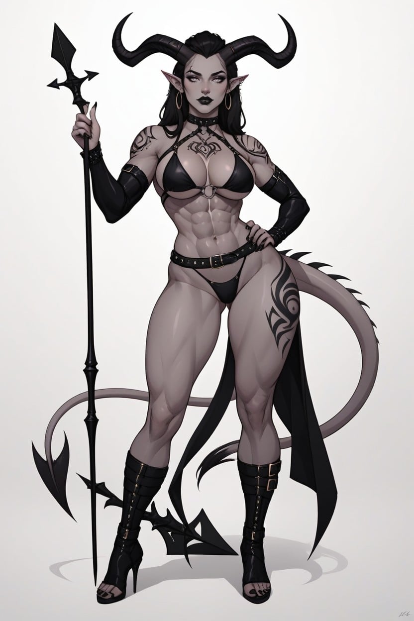 Fit, Parting In The Middle, Horns Pointing Up And Slightly Curved Back Hentai AI Porn