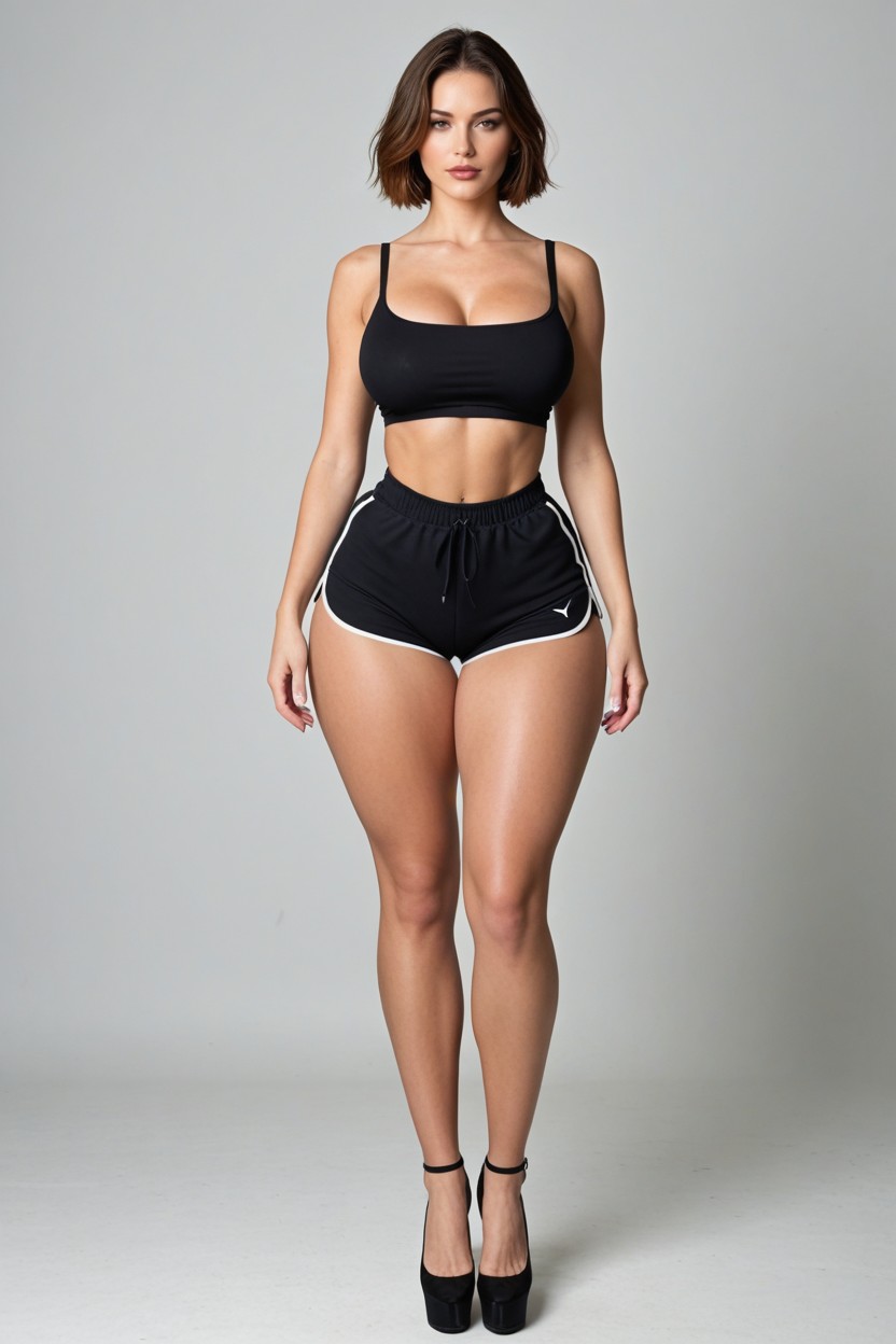 18+, Black Sport Top, Beautiful Face AI Porn