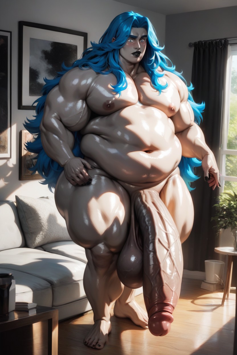 Hyper Gigantic Sagging Balls, Masculine Body, Beschämt KI Schwulenporno