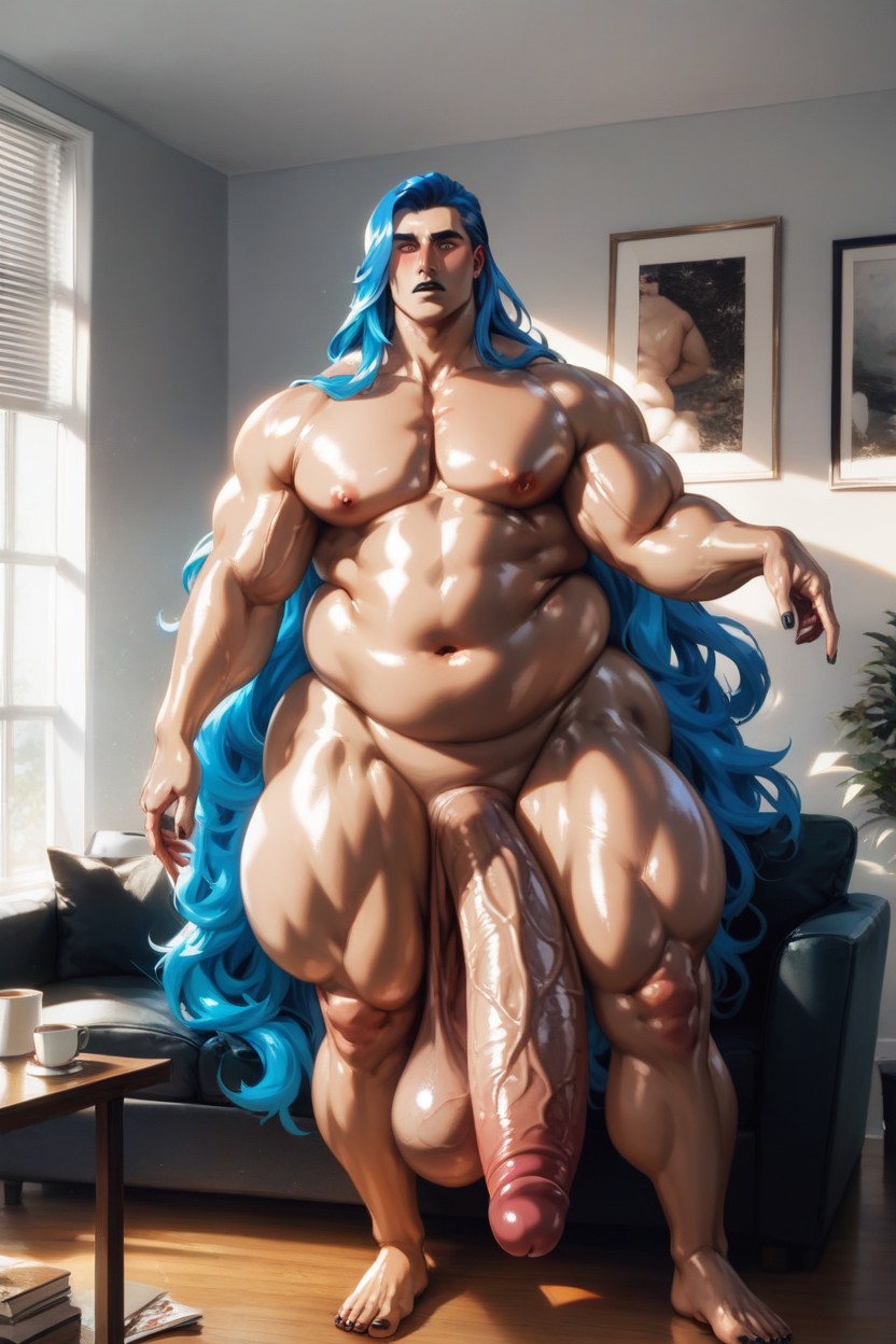긴 길이, Absurdly Comically Long Penis, 두꺼운 체형 게이 AI 포르노