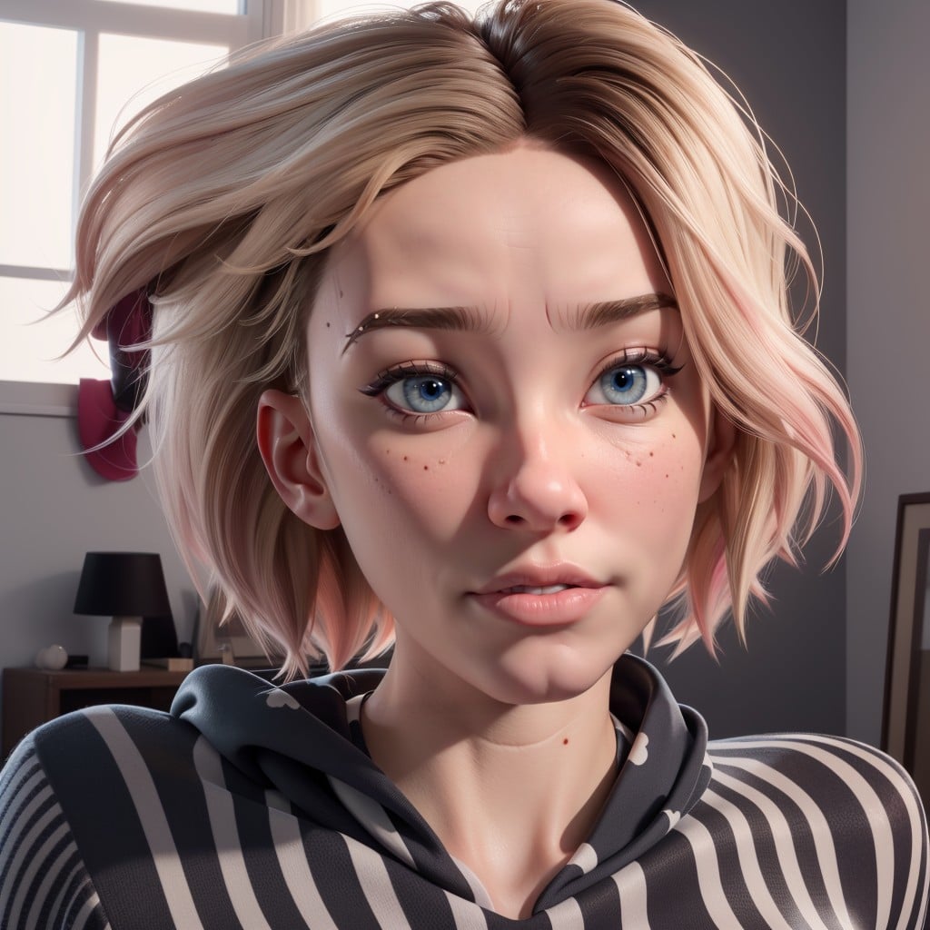 Scrawny, Freckles, Face Closeup Hentai IA