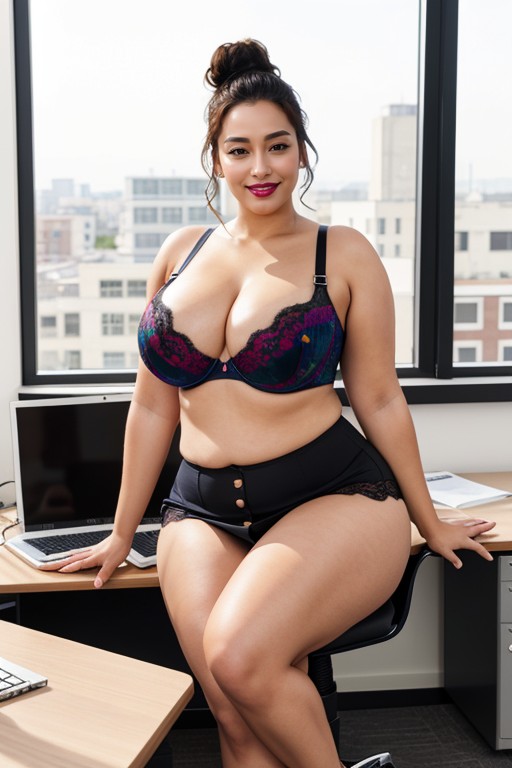 Messy Bun, Chubby, Thick Thighs AI Porn
