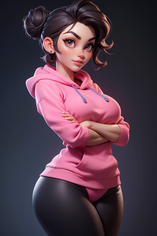 Tan Skin, Pink Yoga Pants, Pink Yoga Pants Hentai AI Porn