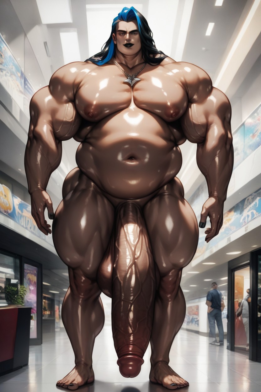 Shiny Skin, Penis Hanging Down To The Floor, Thick Lips Porno IA Gay