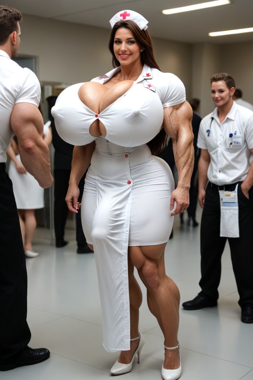 Huge Muscles, Gigantic Pectoralis Major, Nurse Shemale AI Porn