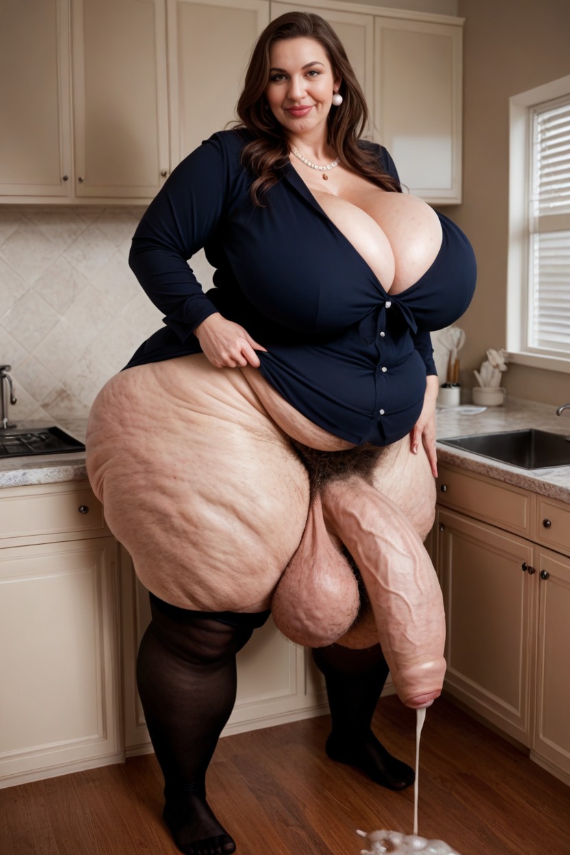 Huge Round Thighs, Extreme Cellulite, Extremely Fat Obese Body AI Porn