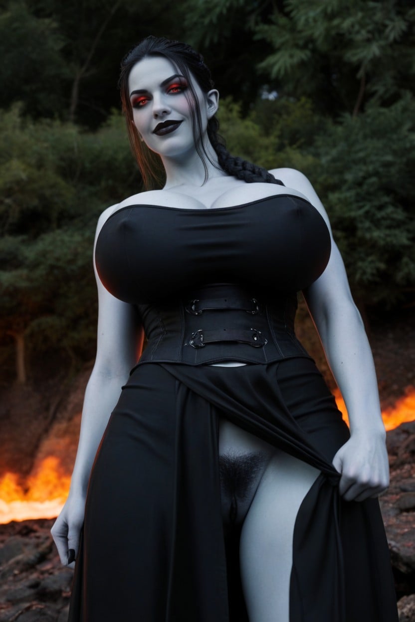 Pale Skin, Wind Blowing Skirt Up, Laughing And Smiling AI Porn