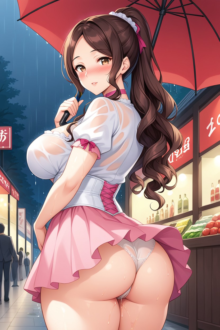 Outdoors, Detailed Face, Corset Hentai AI Porn