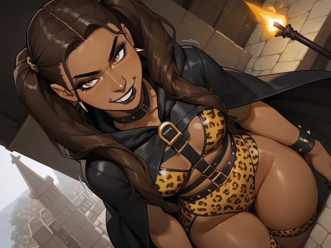 1 Person, Black Nails, Woman Evil Grin Over Shoulder AI Porn