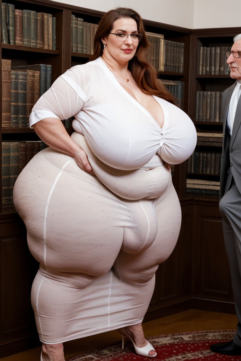 Large Long Bulge Through Clothing, Pale Skin, Extremely Dark Brown Hair AI Porn
