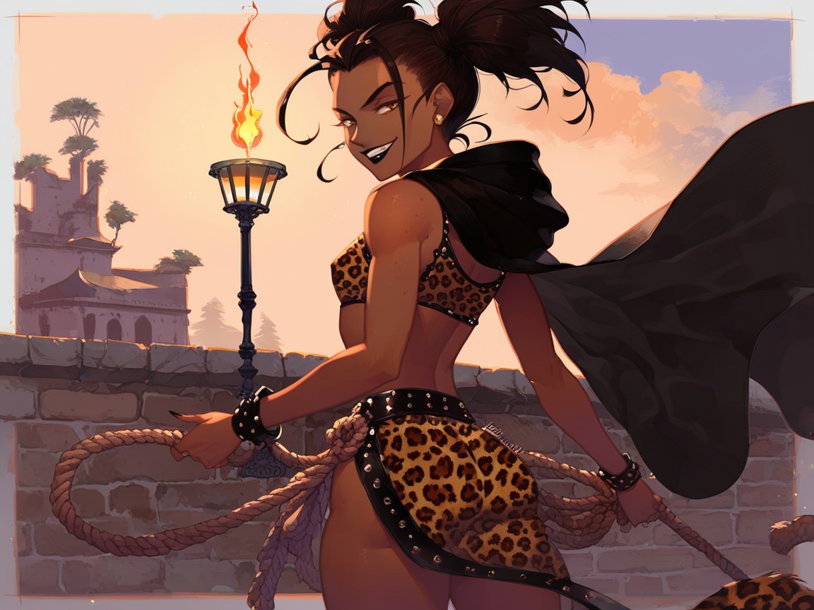 Ancient Roman Setting, Balcony Above Woman, Night Hentai AI Porn