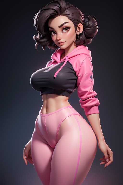Thick, Thick And Curvy, Pink Spandex Pants Hentai AI Porn