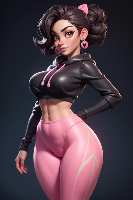 Psylockemarvel, Black Curly Hair Tied Up Into A Tight Hair Bun, Tan Skin Hentai AI Porn