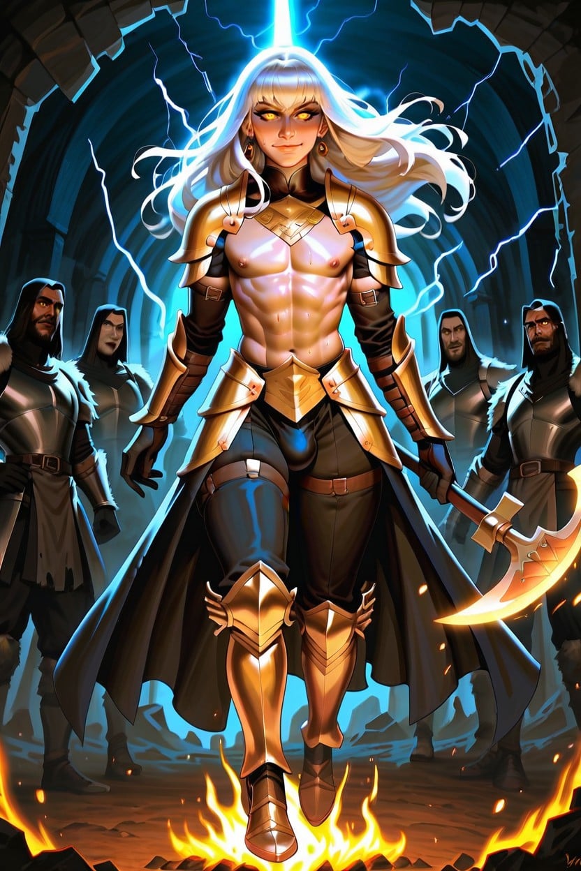 Golden And White Armor, Beautiful Face, 女装男子 ゲイAIポルノ