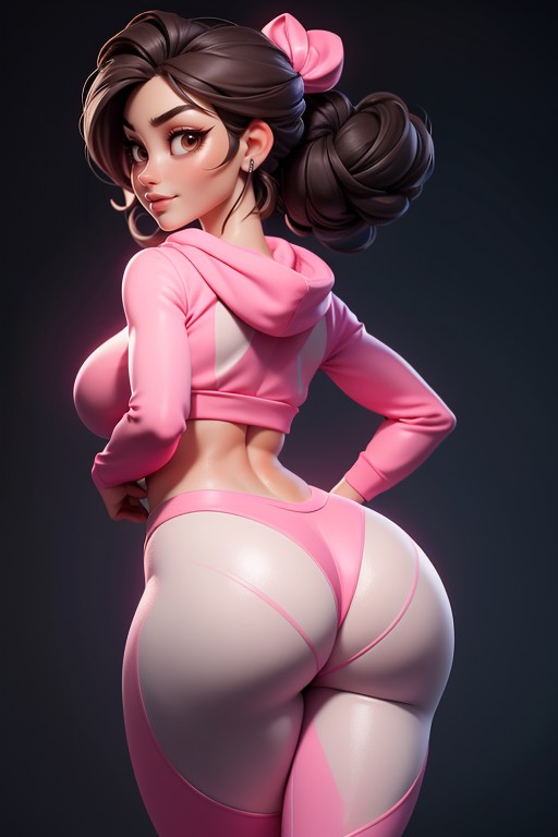 Yoga Pants, Hair Is Fully Tied Up, Pink Outfit Hentai AI Porn