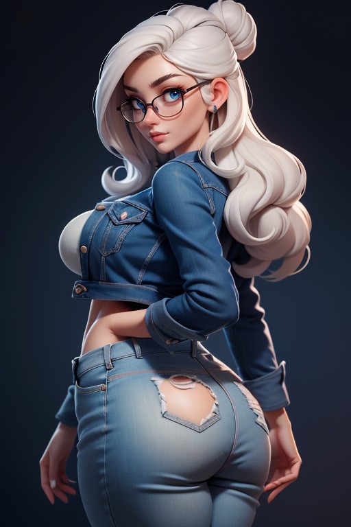 Blue Eyes, Rear View, Huge Thick Thighs Hentai AI Porn