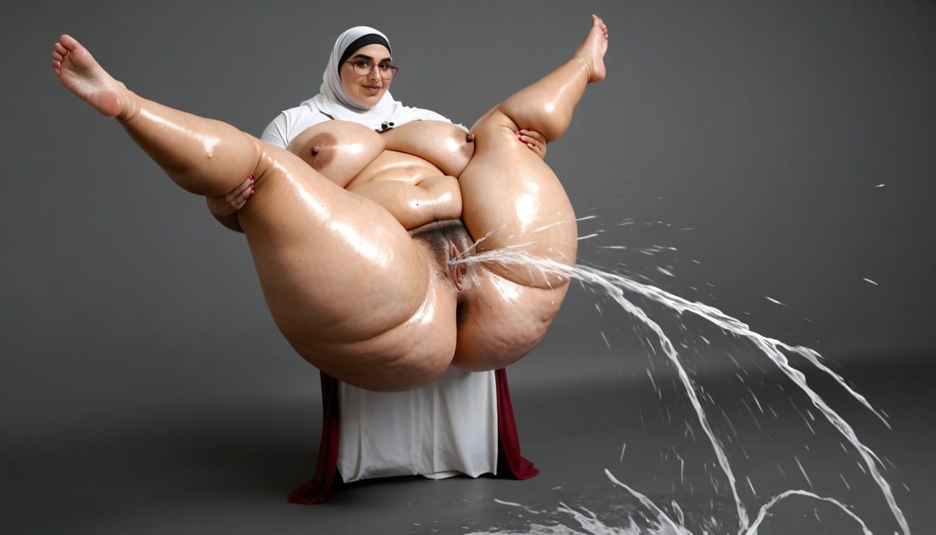 Excessive Squirting, Fat Calves, Spreading Legs Wide Open AI Porn