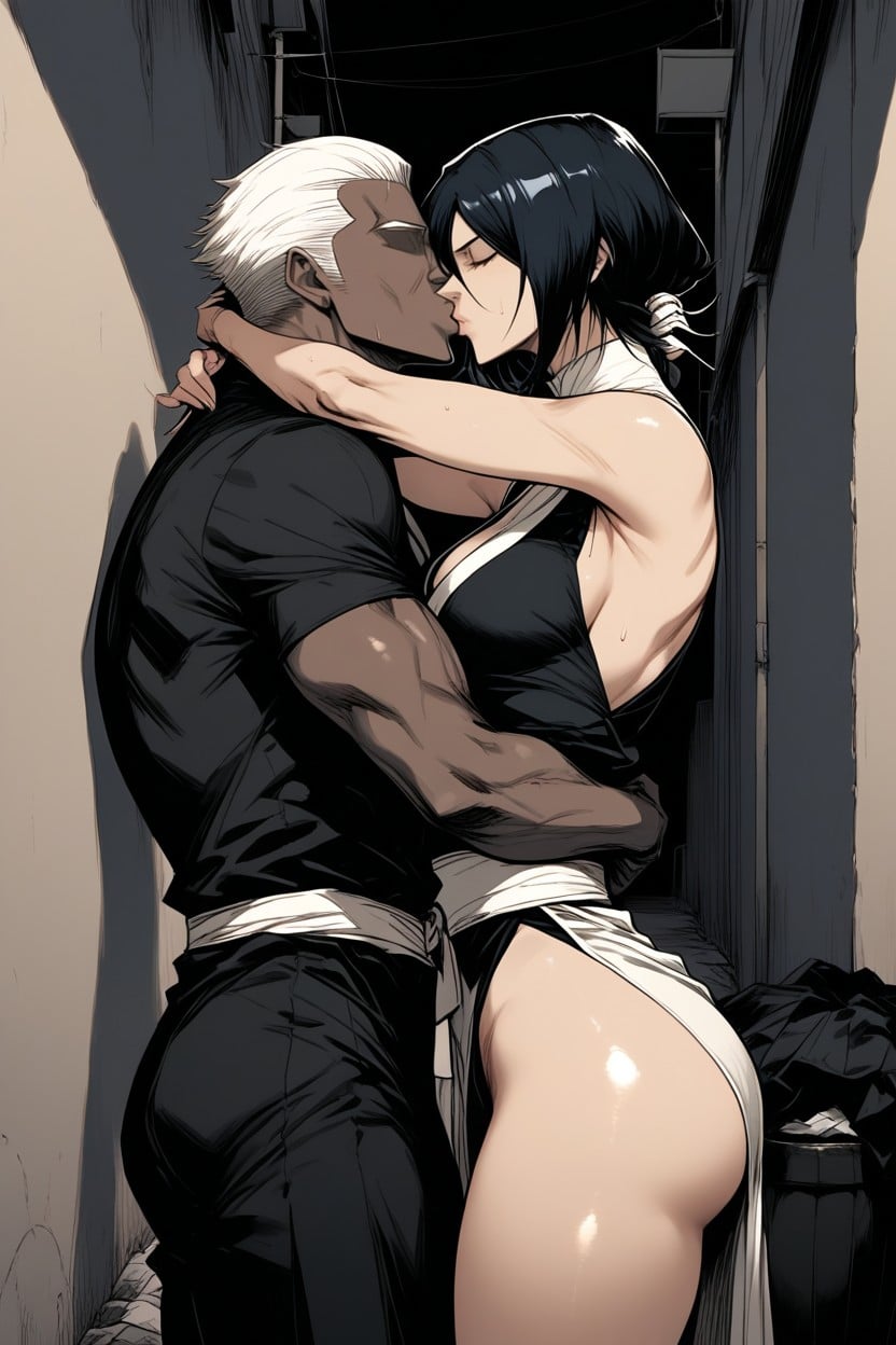 Dark Skinned Man, Kissing, Alleyway Hentai AI Porn