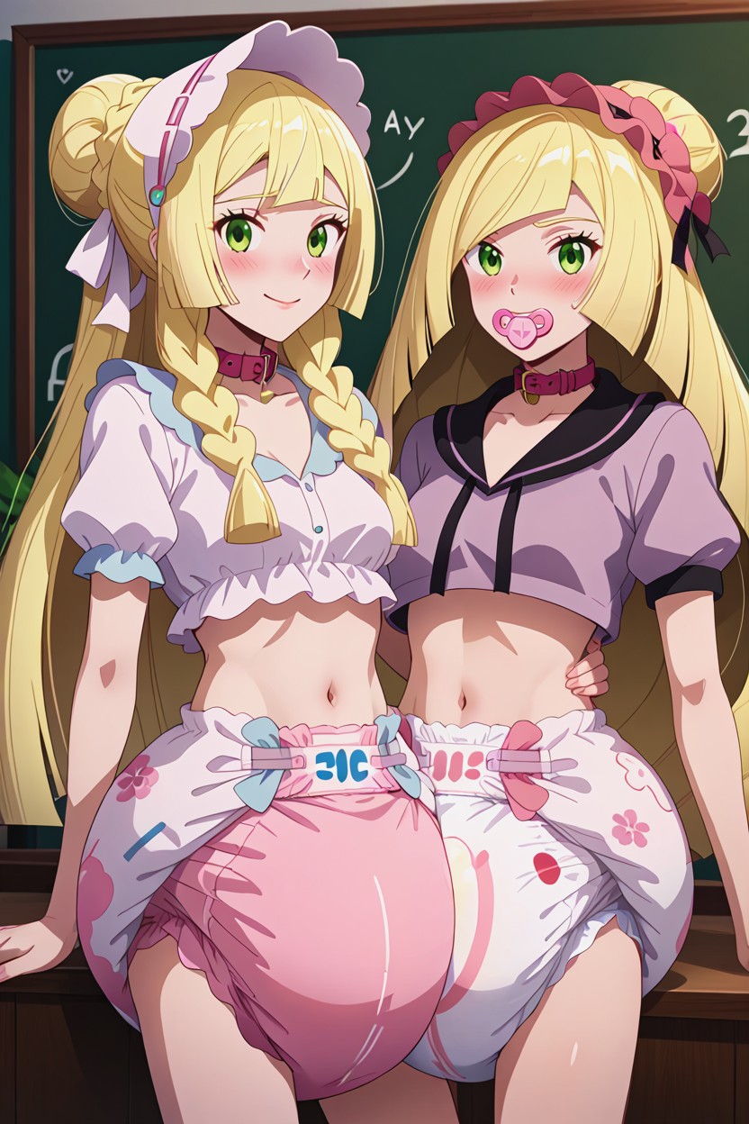 Embarrassed, Blonde Hair, Wearing Bonnet AI Porn