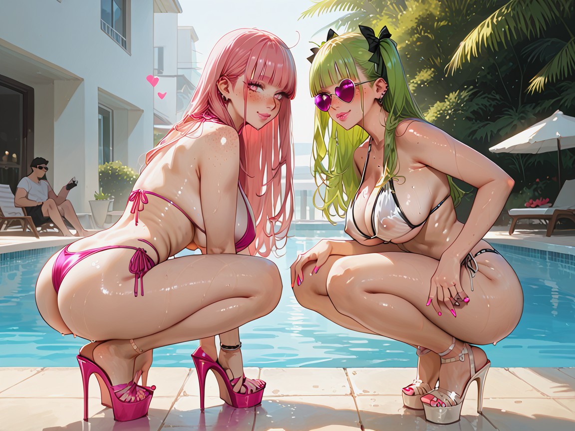 Focus On Sexy Waist, Squatting, Soft Lighting Hentai AI Porn