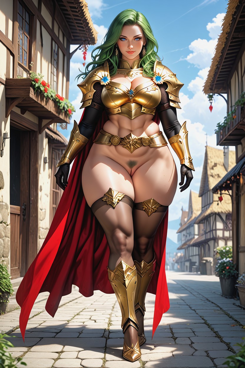 Golden Armour, Pussy Labia, Freckles AI Porn