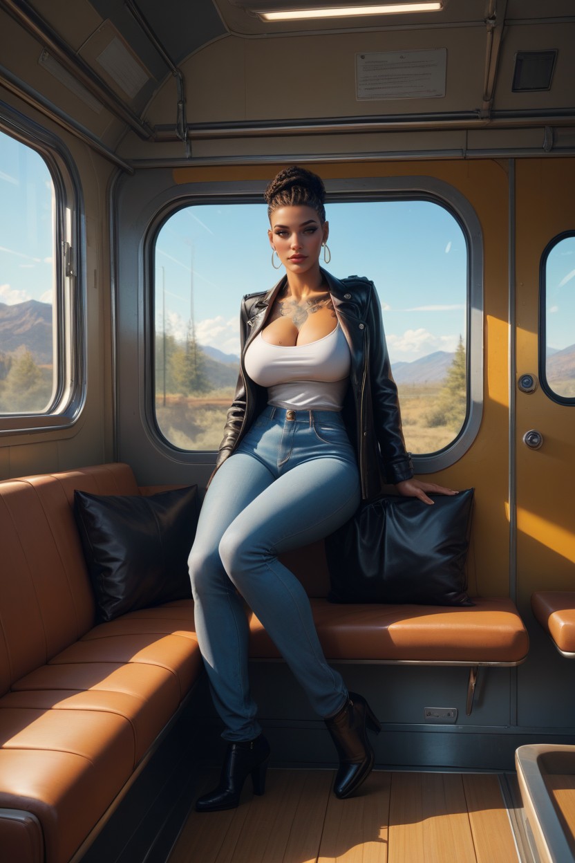 With Wood Paneling, Couch, A Sliding Glass Door AI Porn