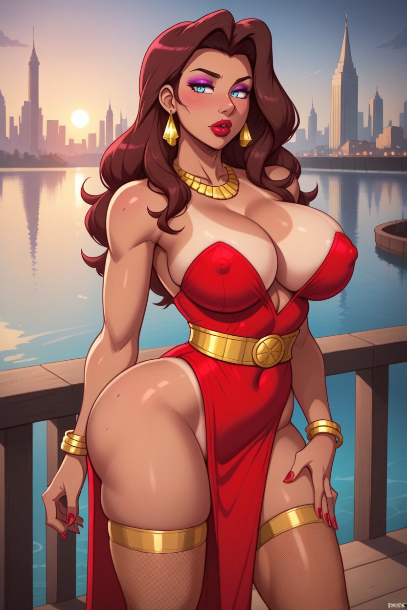 Close Up, Succulent Lips, Pelvic Curtain Dress Hentai AI Porn