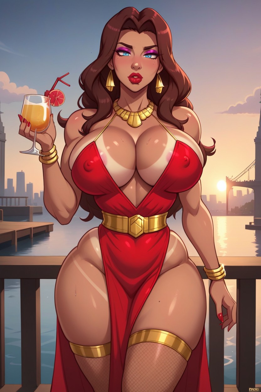 A Gold Bangle On Her Left Arm, Shadow Lighting, Arching Eyebrows Hentai AI Porn