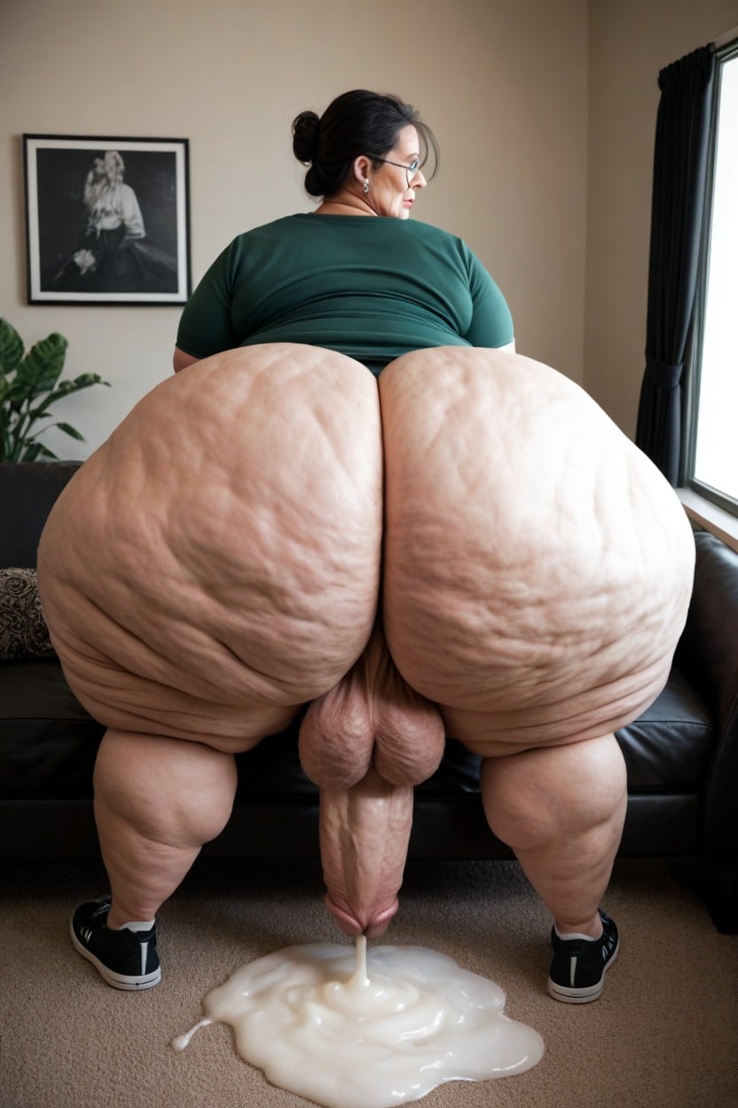 Cum On Walls, Fat Cellulite Legs, Extremely Wide Hips AI Porn