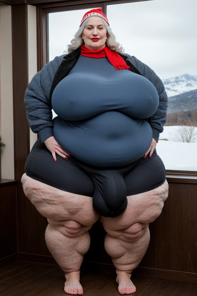 60+, Large Hyper Hips, Extremely Fat Obese Body AI Porn