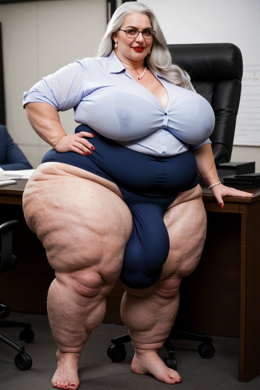 Standing, Hairy Feet Hairy Ankles Hairy Bushy Thighs Like A Sasquatch, Office Pants AI Porn