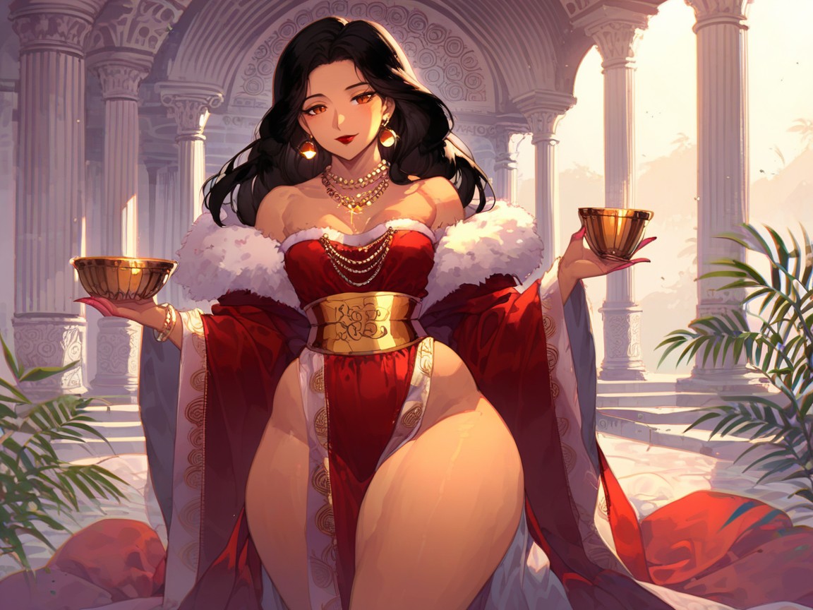High Breasts, Long Length, Pearl Earrings Hentai AI Porn