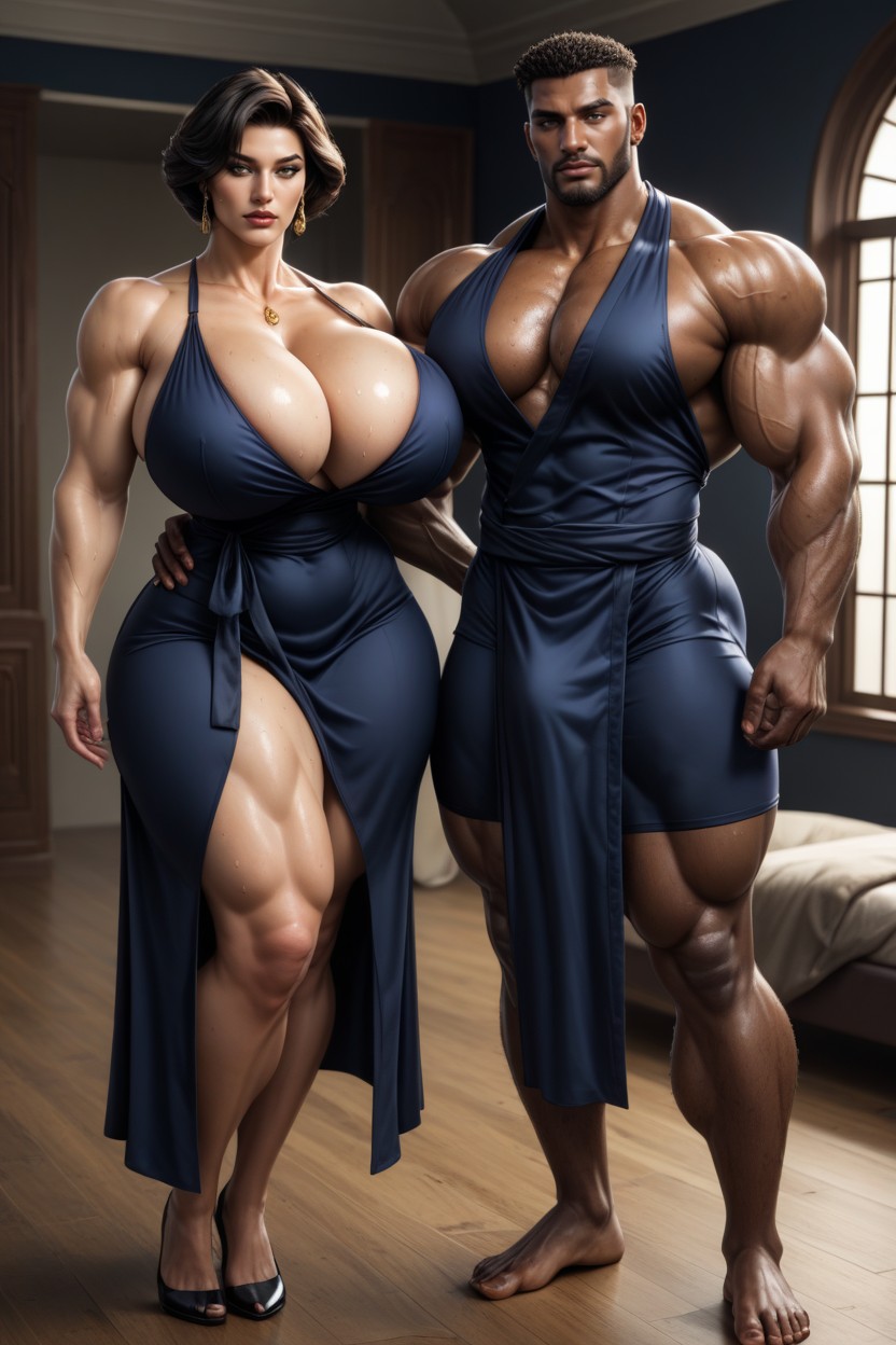 Man Sweating, Butt Grabbing, Vestido Coreano Porno IA