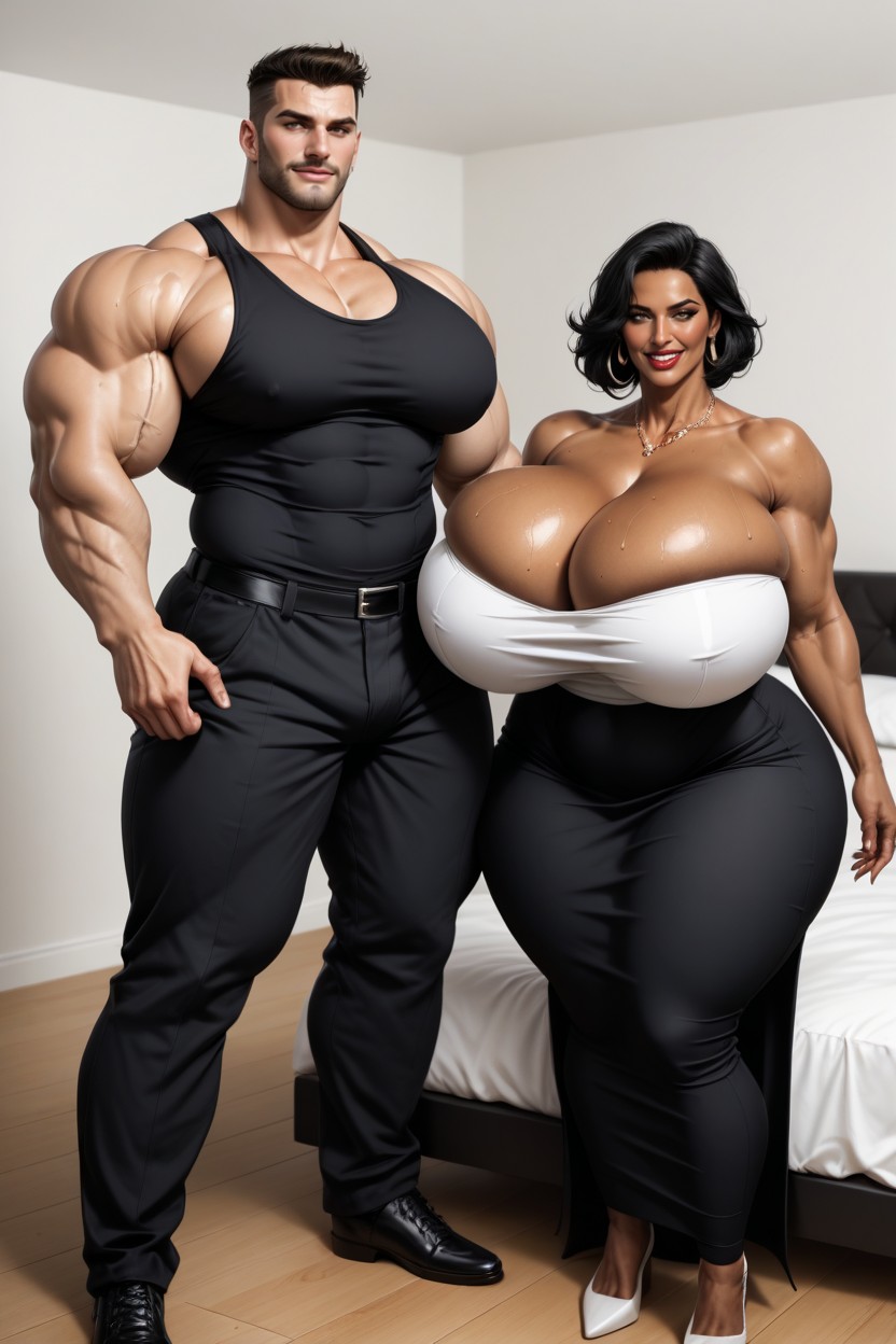 White Man, Side View, Straight Haired Black Woman AI Porn