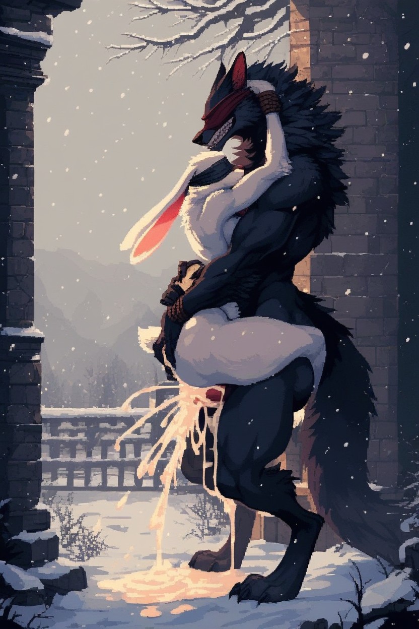Snow, Fluffy Chest, Cum Puddle Furry AI Porn
