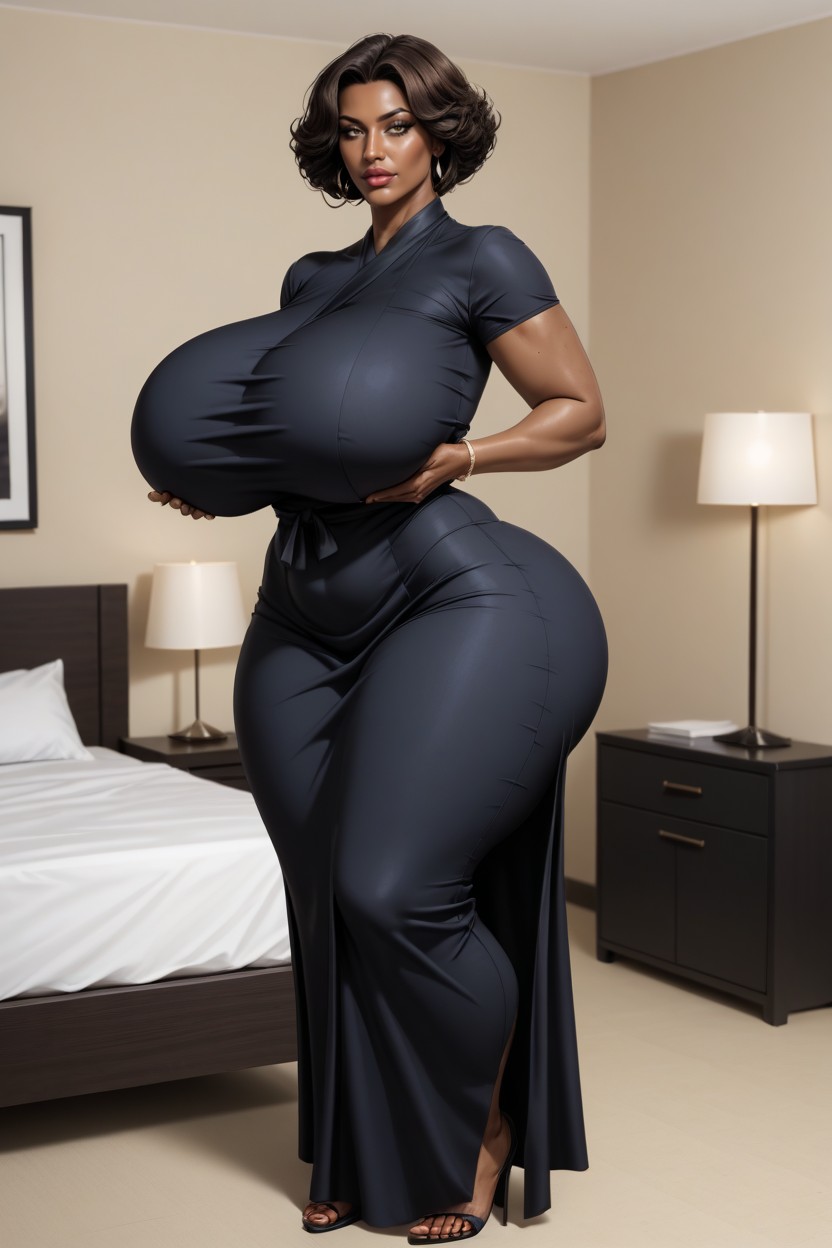 30+, Extremely Large Ass, Very Short Hair AI Porn