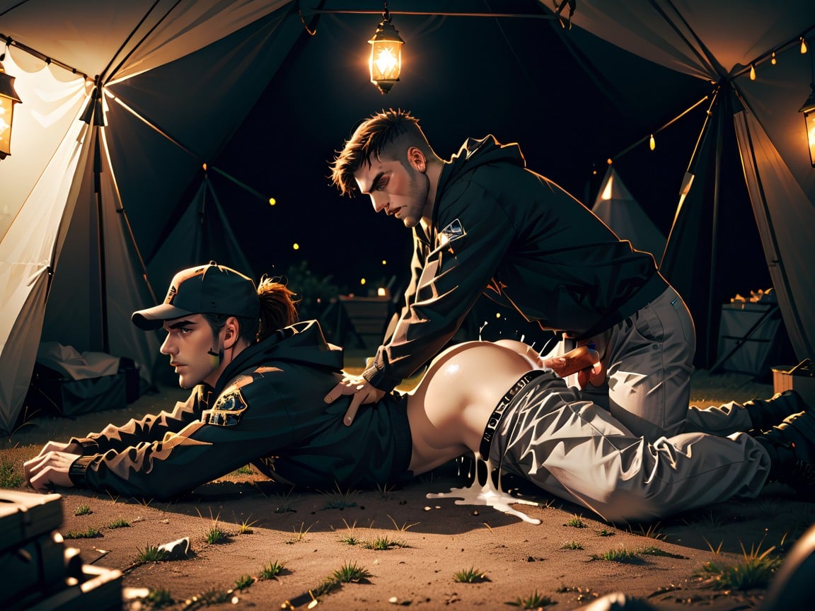 Being Fucked On The Tent Floor By A Hairy Dilf, Cuntboy, Corps Entier Porno IA Gay