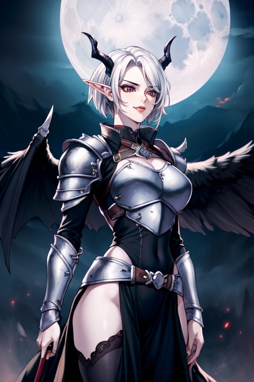 Gothic, Full Plate Armor, Pale Moonlight AI Porn