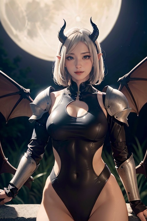 Moonlight, Defined Body, Pixie Haircut AI Porn