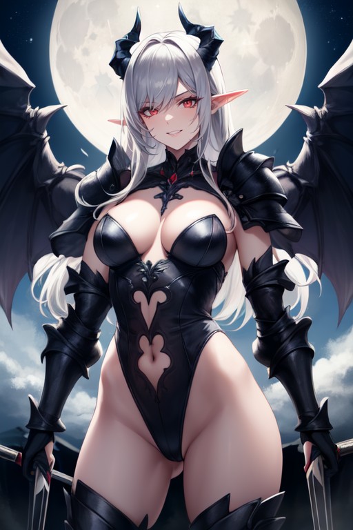 Topless, Full Armor, Dark Fantasy AI Porn