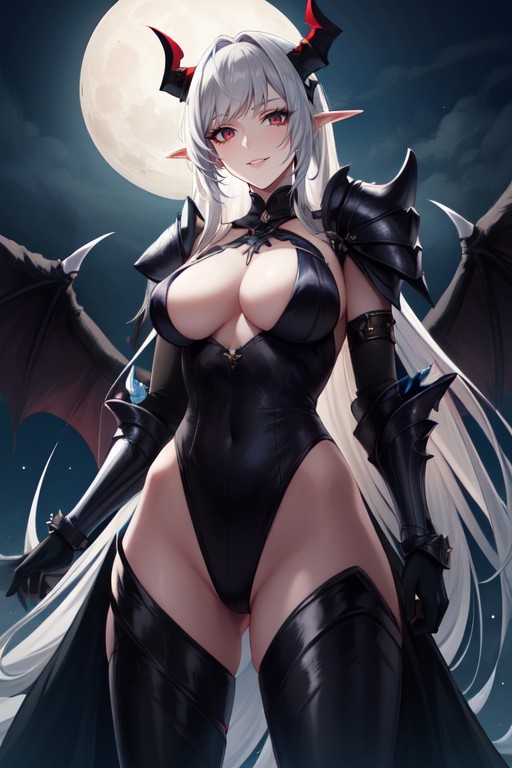 Big Demon Wings, Moonlight, Pale Moonlight AI Porn