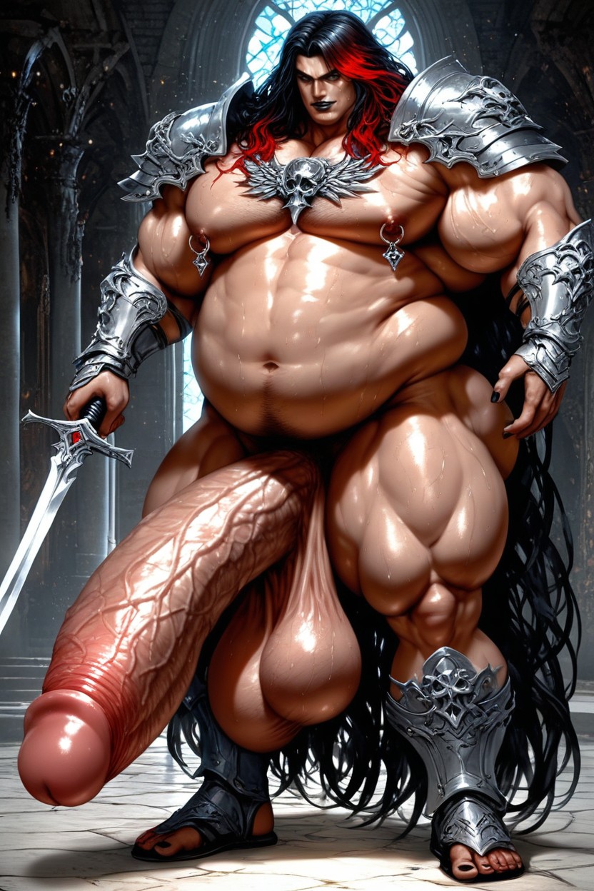 Desnuda, Holding Sword, Black Nail Polish Porno gay IA