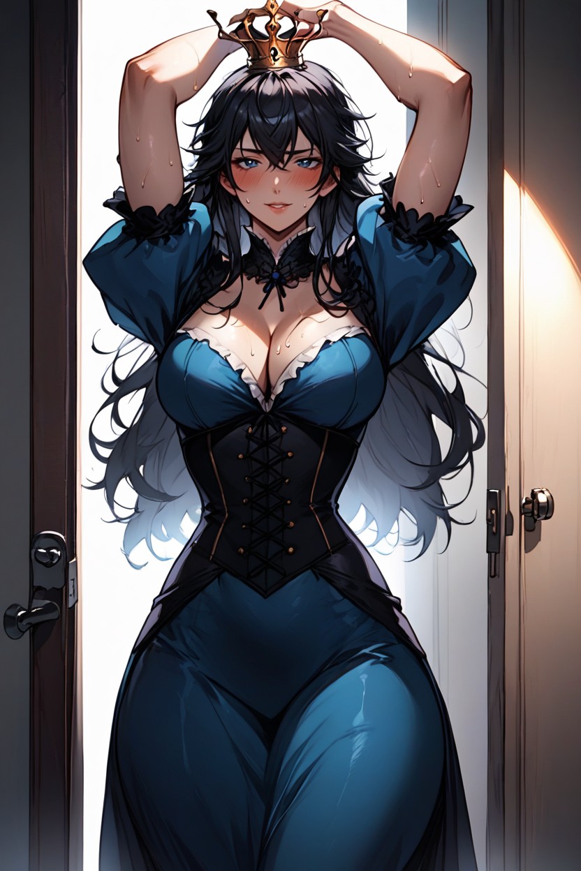 Black Color Hair, Doorway Background, Large Ass Hentai AI Porn