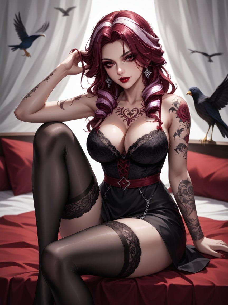Wavy Blue Hair, Dark And Moody Atmosphere, Slight Shadow On The Wall Hentai AI Porn